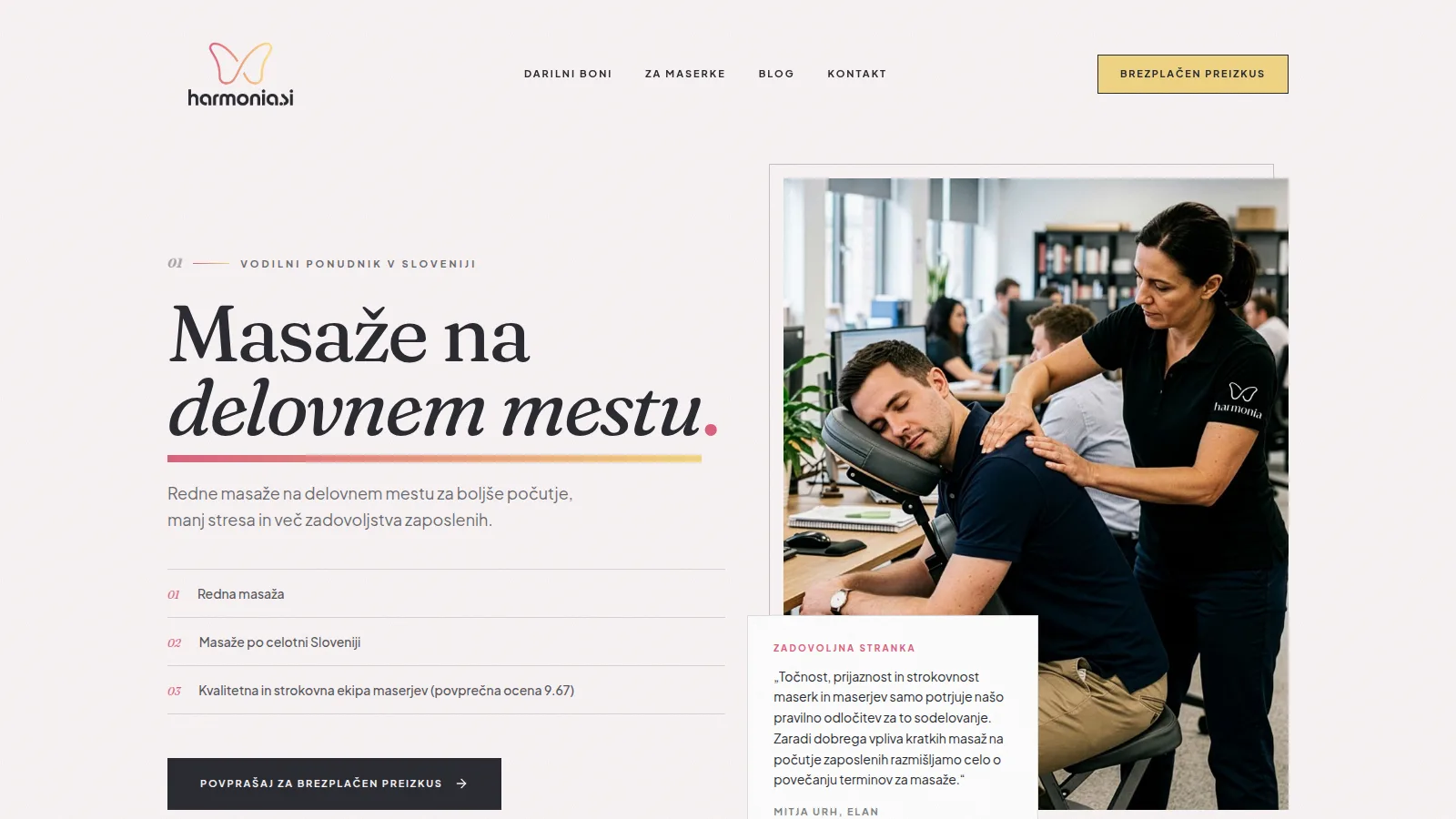 Harmonia.si - Masaže na delovnem mestu po Sloveniji